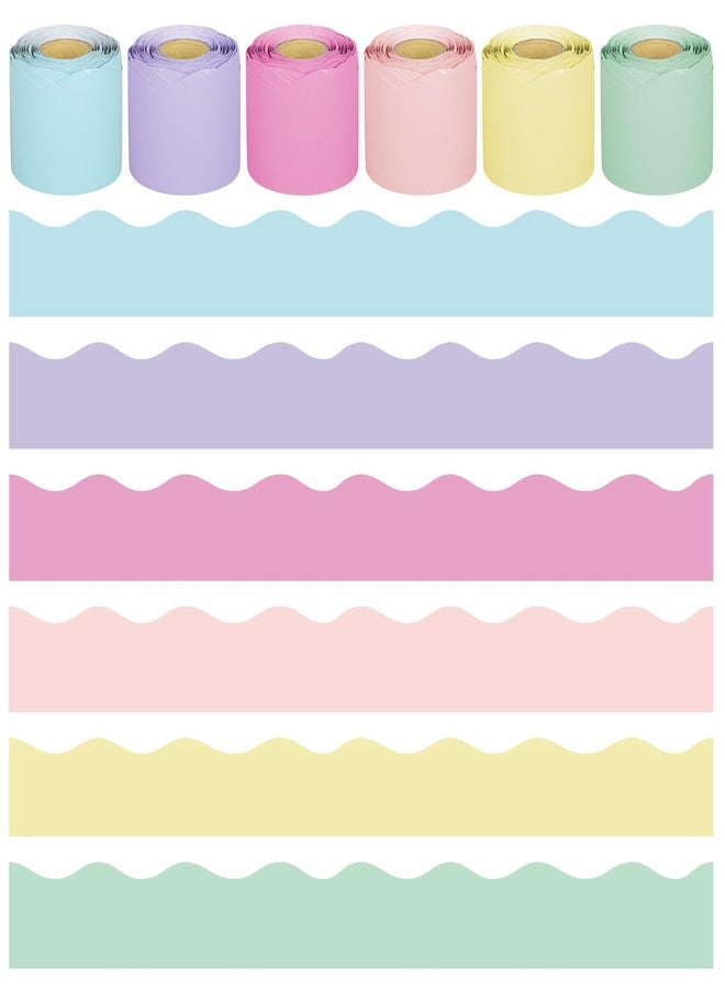 peony man 240 Ft Pastel Bulletin Board Borders Colorful Classroom Borders Scalloped Border Trim Pastel Bulletin Board Decorations for Classroom Chalkboard Home Wall Office Decoration, 6 Rolls - Image 1